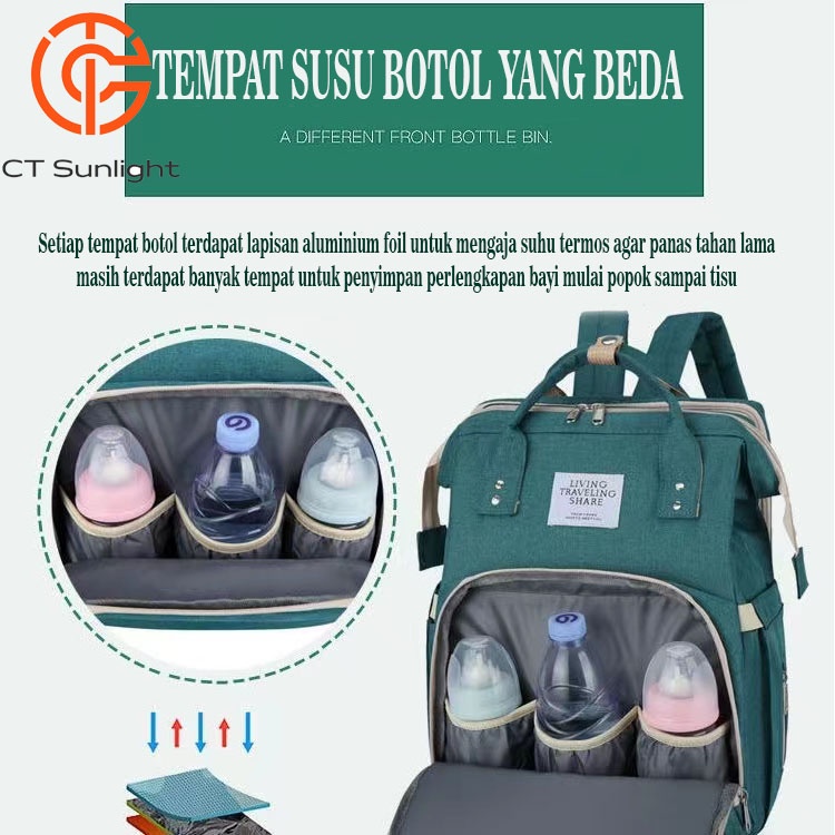 Tas bayi Tas Perlengkapan Buka lipat tas bunda bisa kasur dan tas popok bayi tas perlengkapan bayi