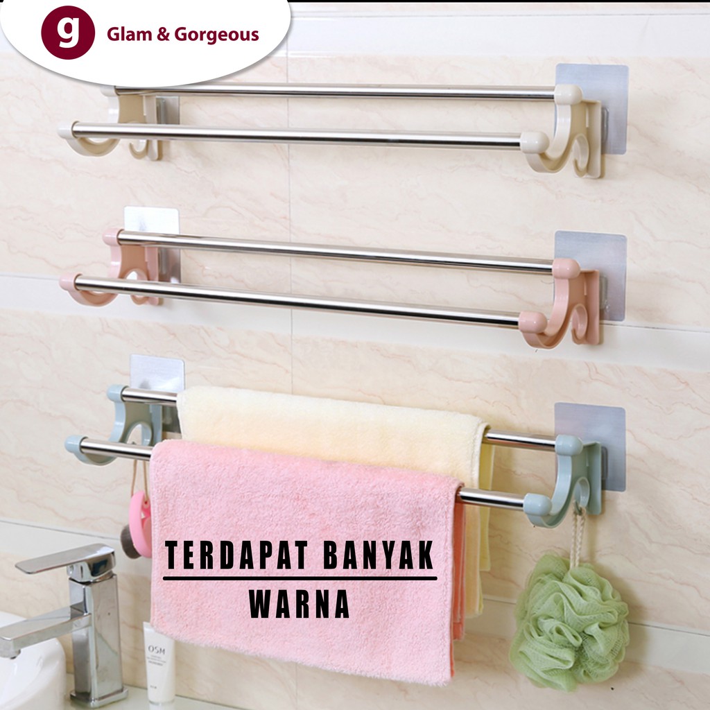 Gantungan Baju Handuk Kamar Mandi Serbaguna Stainless GB007 Kuat Murah