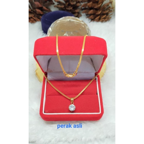 Kalung Milano anak + Liontin Desi, Perak 925, Sepuh Emas Kuning