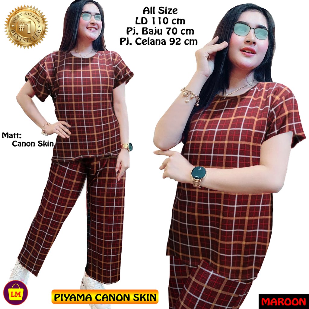 TERMURAH TERLARIS Setelan Baju Piyama Pajamas Wanita PIYAMA CANON SKIN TERBARU LMS 20963