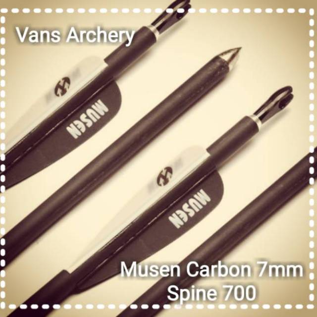 Musen carbon 7mm spine 700 hitam putih / Anak Panah Karbon
