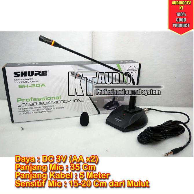 mic meja shure sh 20a/sh20a podium kabel
