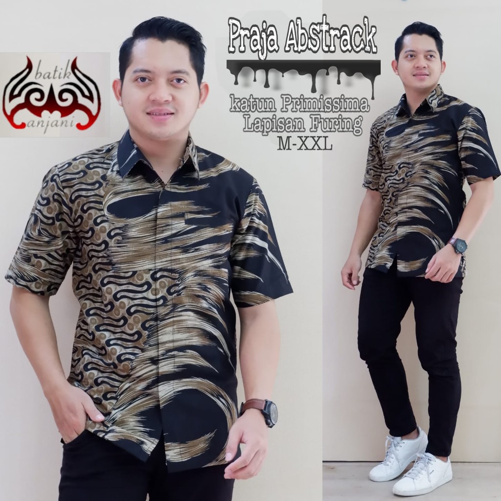 Praja v2 Abstrack Kemeja Batik Pria Panjang Full Furing by Anjani