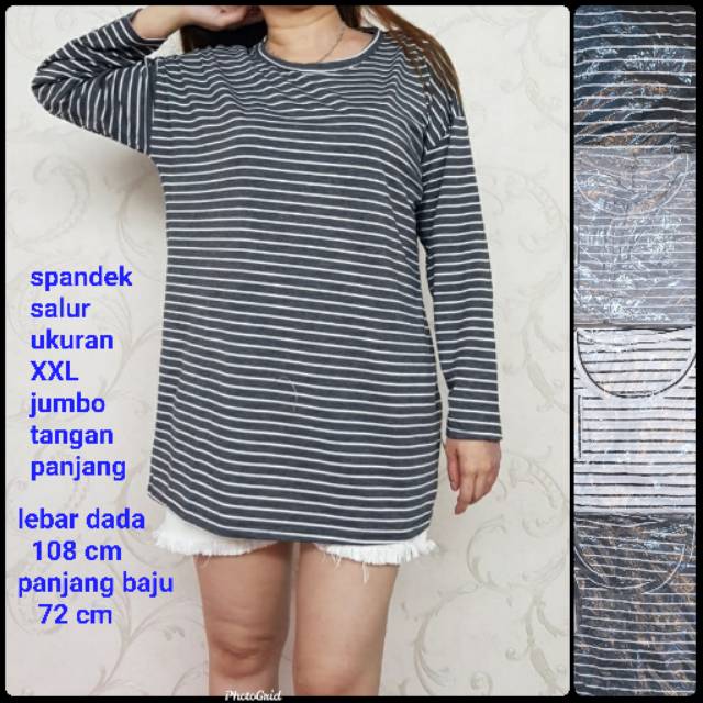 BH 176 kaos wanita salur ukuran XXL jumbo panjang