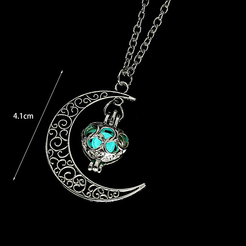 Kalung Lapis Silver Desain Naga Luminous Glow In The Dark Untuk Pria Dan Wanita