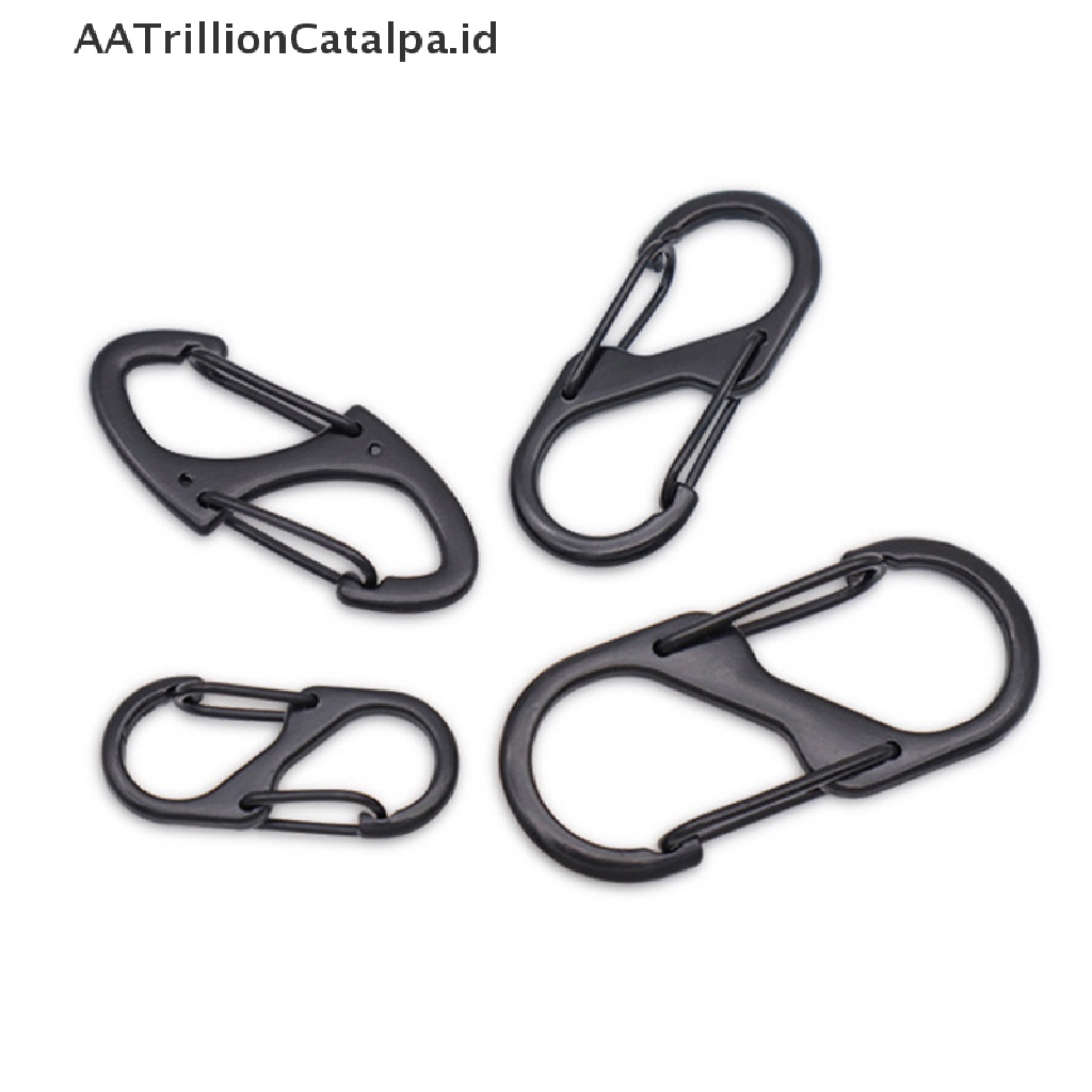 Aatrillioncatalpa 10Pcs Carabiner Tipe S Bahan Stainless Steel Dengan Kunci Kait Untuk Camping