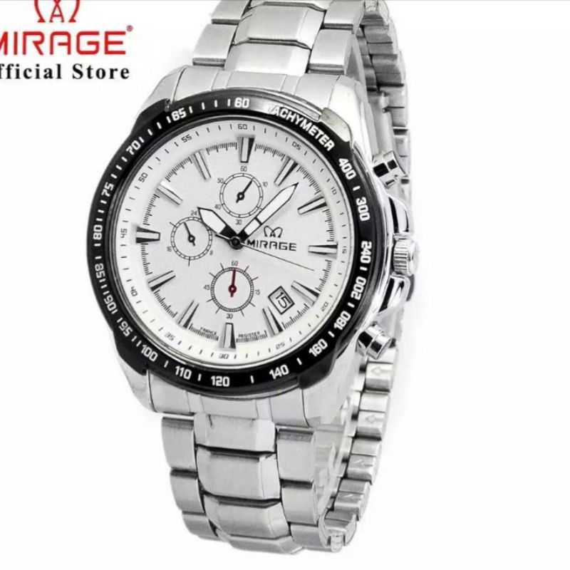 jam tangan pria;MIRAGE M8305RPH-Lsilver~ORIGINAL WATER RESISTANT~TGL~STAINLEES