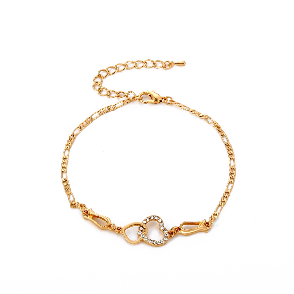 Gelang Fashion Wanita Cinta Ganda Gelang Emas Pasangan Bertatahkan Berlian Mewah Ringan