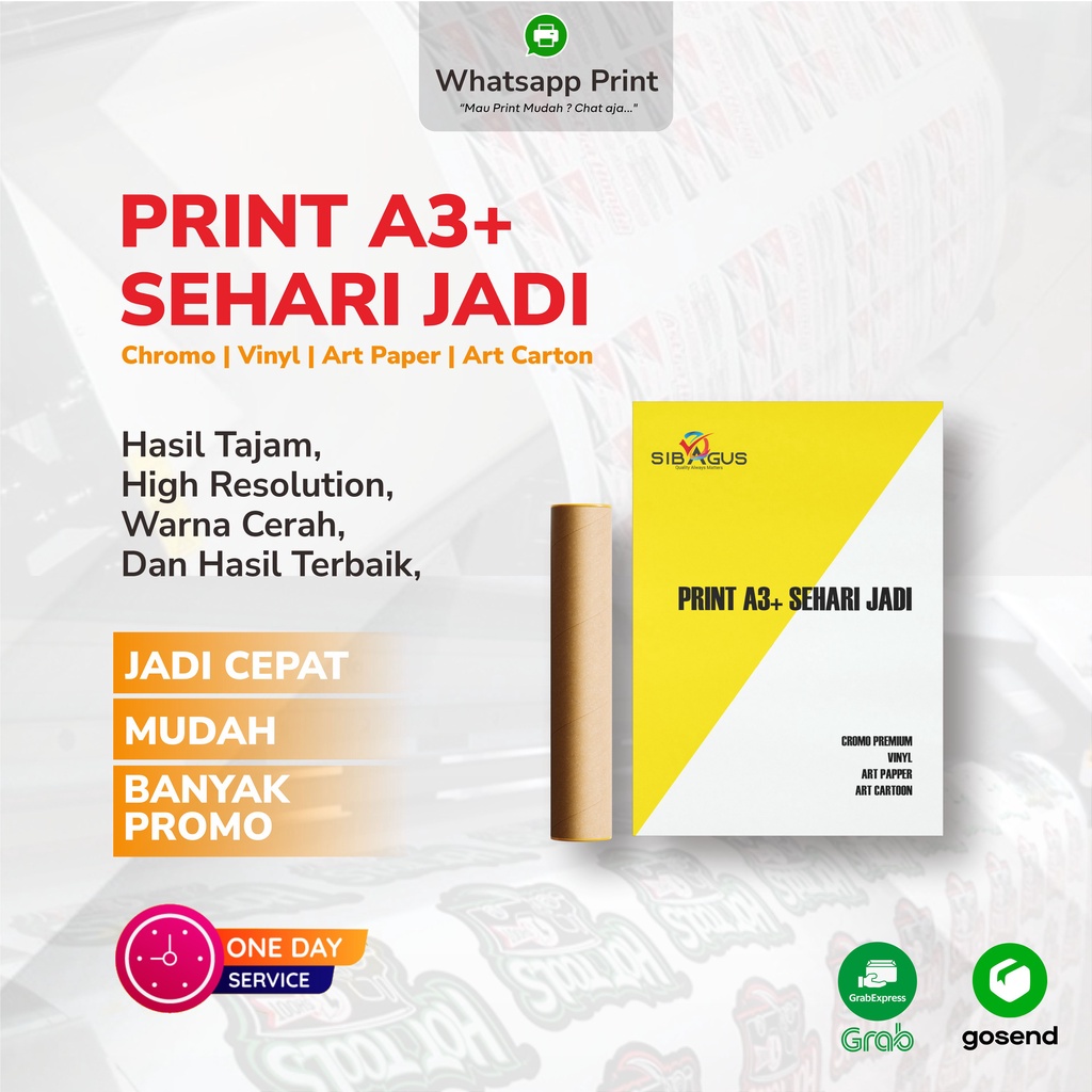 

PRINT A3+ SEHARI JADI / PRINT CHROMO VINYL ART PAPER ART CARTON A3+ JAKARTA / PRINT A3+ PROSES 1 HARI / PRINT A3 CEPAT