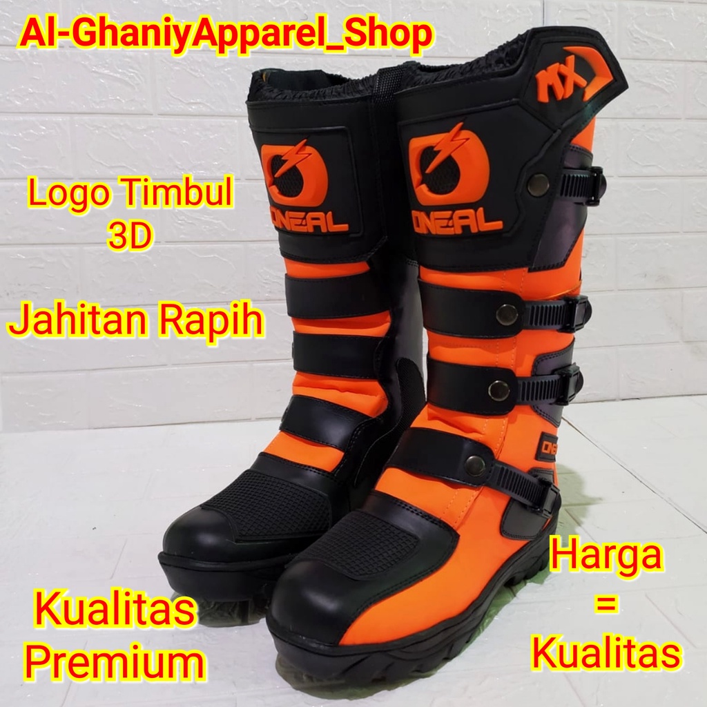 sepatu trail cross adventure logo 3D kualitas premium bots safety terlaris ORANGE