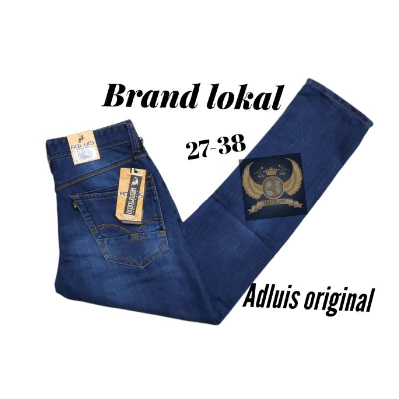 Celana Jeans Pria Panjang Bahan Lepis Denim Model Reguler Tidak Melar Lembut Merk Adhugo dan Adluis Wwrna Biru Gelap Biru Terang Ukuran Standar 27 28 29 30 31 32 Premium Distro Celana Laki Dewas Bapa bapa