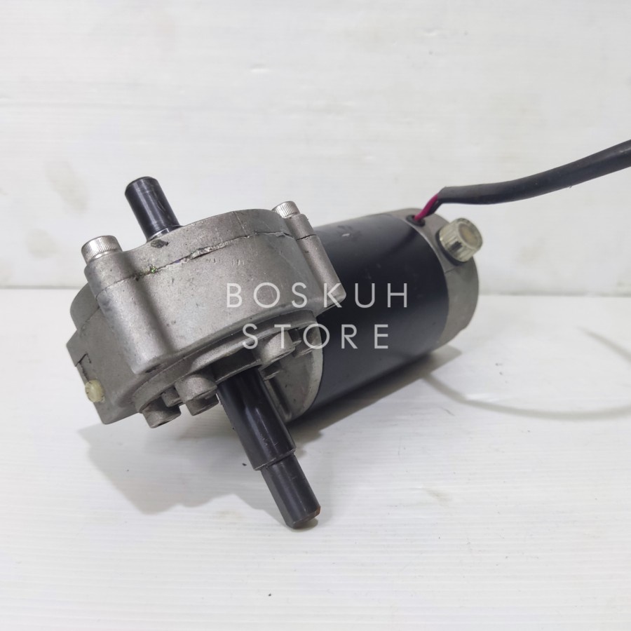 DINAMO MOTOR GEARBOX WORM 80W 220V DC 90 RPM DOUBLE SHAFT