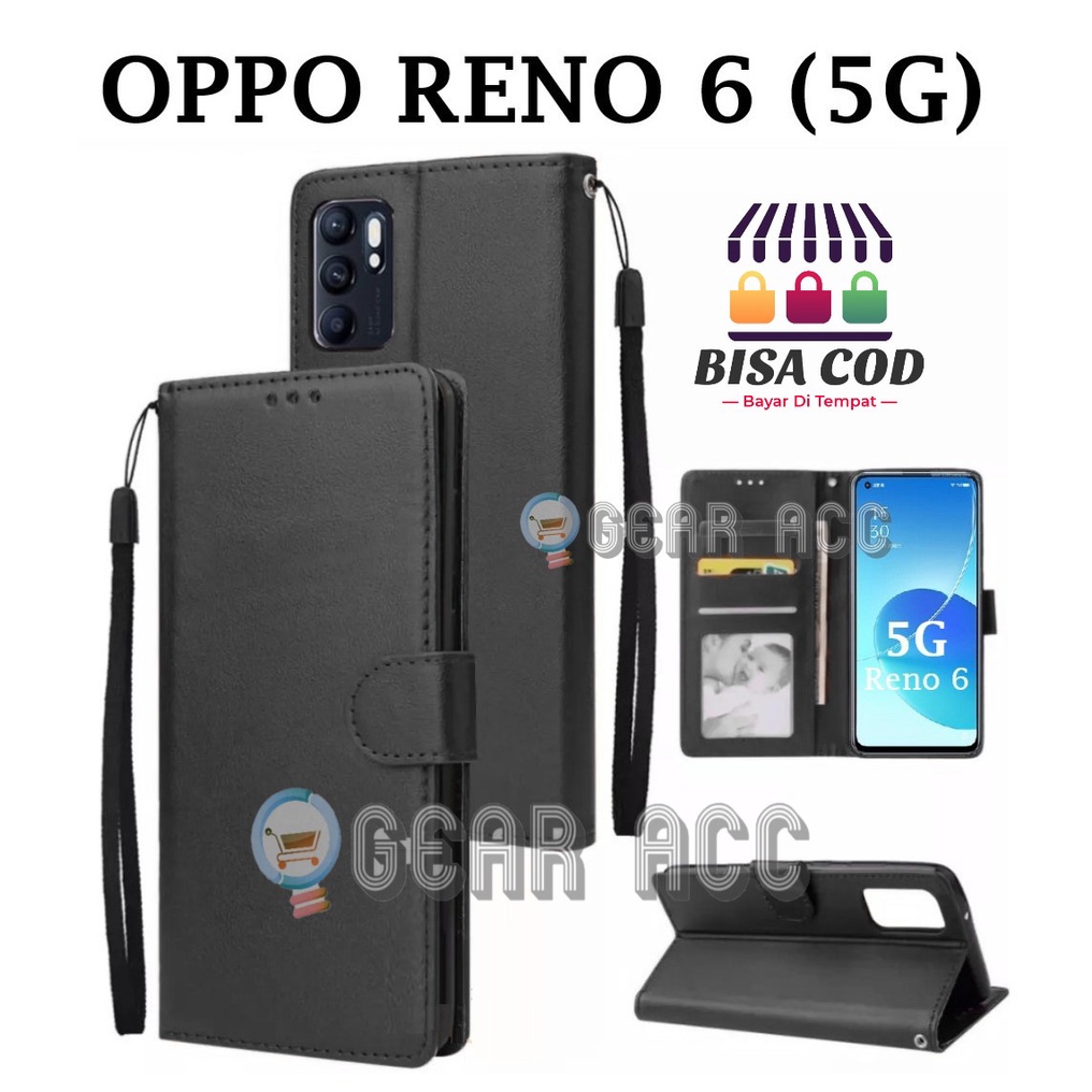 FLIP CASE UNTUK OPPO RENO 6(5G)- FLIP COVER DOMPET CASING-WALLET LEATHER CASE FLIP SARUNG BUKU FLIP 