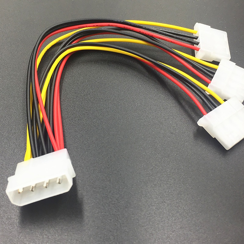 Btsg 4Pin IDE 1sampai3 Splitter Adapter Kabel Listrik 4Pin Male To 3port Molex- IDE Female Power Supply 2PCS 7.87in