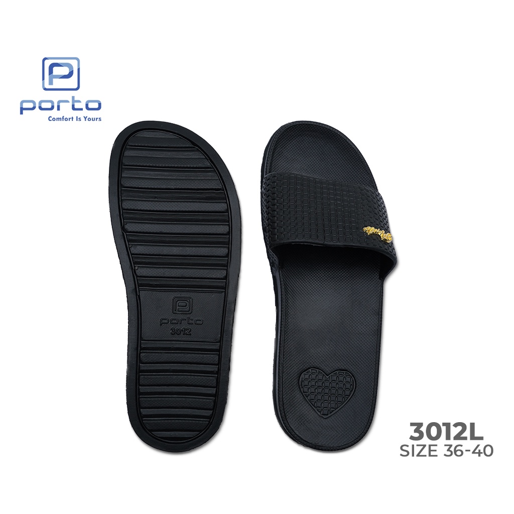 3012L - Porto Leveling Sandal Wanita Harian Selop Santai Flat Korea Karet Simpel Nyaman Ringan Tidak Licin