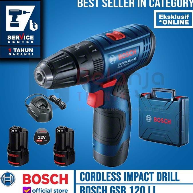 Bosch Bor Tembok Baterai GSB 120 Li GSB120Li Cordless Impact Drill 12V