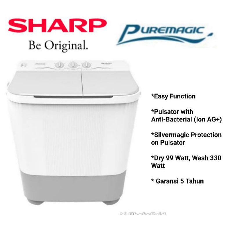 Mesin cuci 2 tabung 8 Kg / 8kg SHARP ES-T80MW
