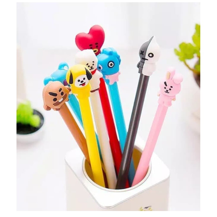 

[ Kellymart ] BT21 PENA BT21 CUTE BLACK INK GEL PEN CARTOON / Pulpen BTS BT21