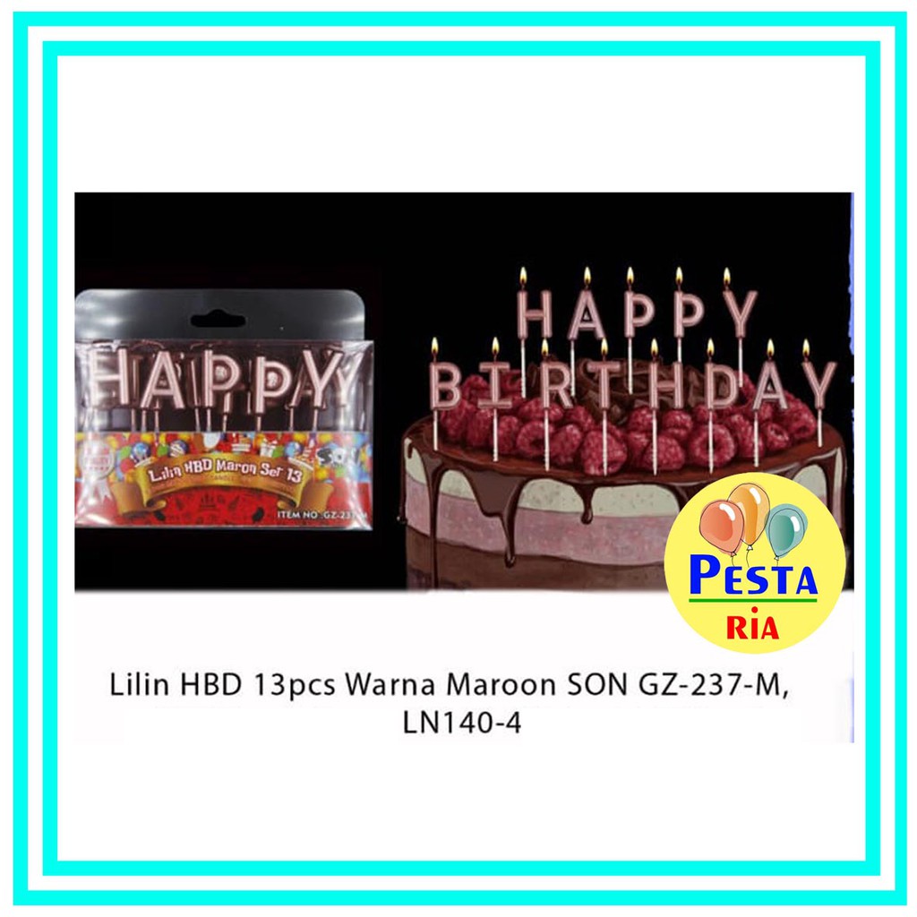Murah  Lilin HBD 13 Huruf Maroon/Lilin Huruf Warna/Lilin Ulang Tahun/Lilin Decoration/Lilin Metalik