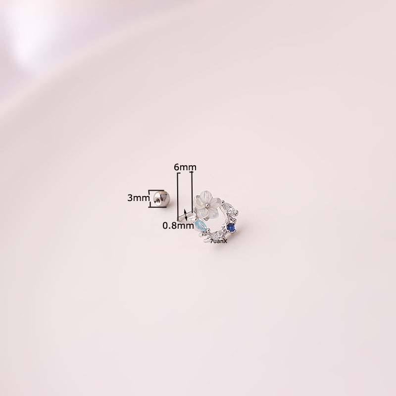 1pc Anting Stud Tindik Tulang Rawan Helix Sekrup Belakang Warna-Warni Bahan Stainless Steel Untuk Wanita