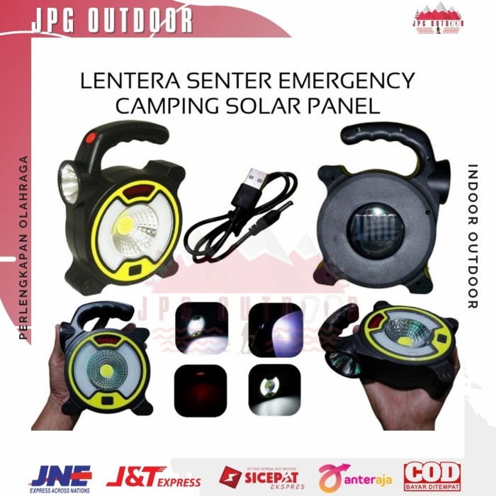 Lampu Senter LED Emergency Darurat Lentera Camping COB Solar Panel