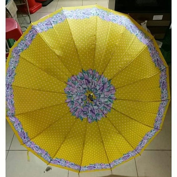 payung satin jumbo motif bunga warna warni payung dewasa handle J souvenir harga murah berkualitas
