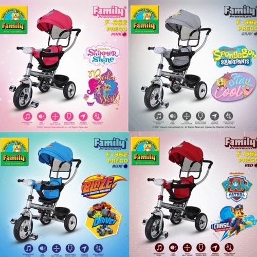 Sepeda anak Roda Tiga 3 stroller FAMILY F361,F362 PREMIUM dorong musik kanopi