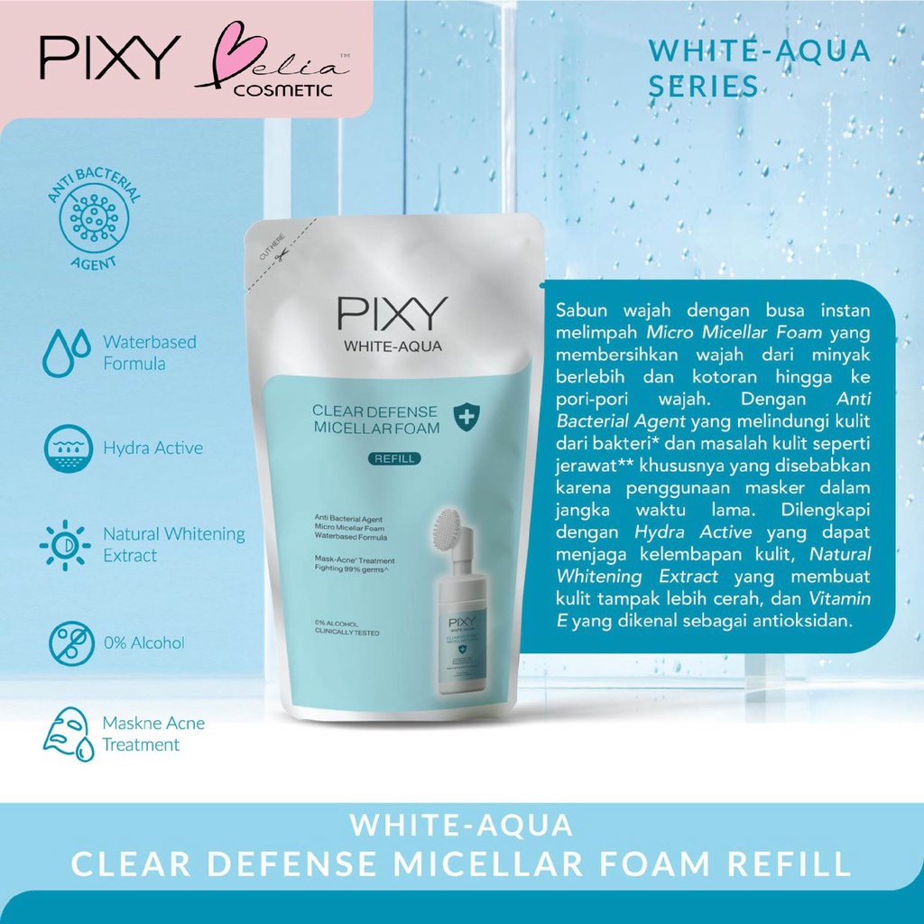 ❤ BELIA ❤ PIXY White Aqua Series | Day Cream Night Sleeping Mask Face Wash Serum Essence Aqua Clear Defense Pore Cleanse Foam