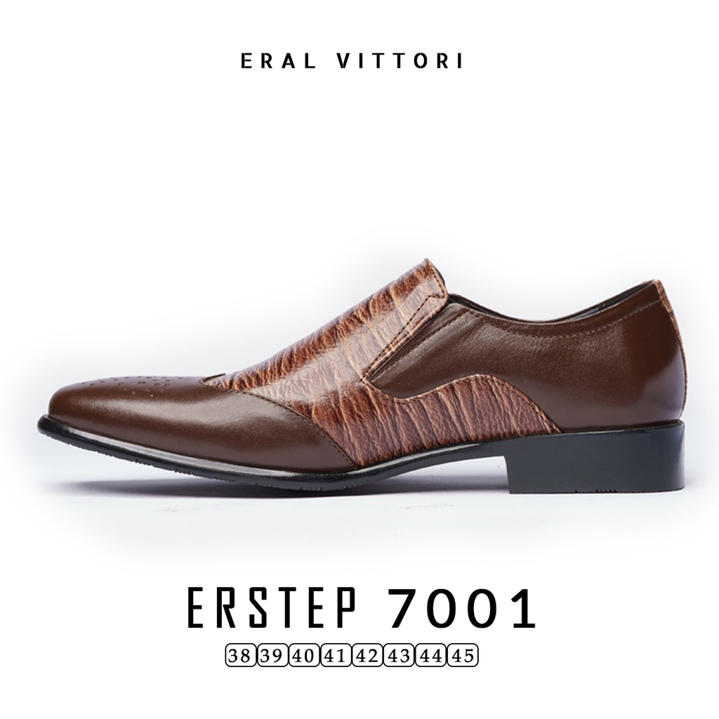 Eral Vittori - Erstep 7001 Sepatu Pantofel Formal Pria Kulit Asli Coklat