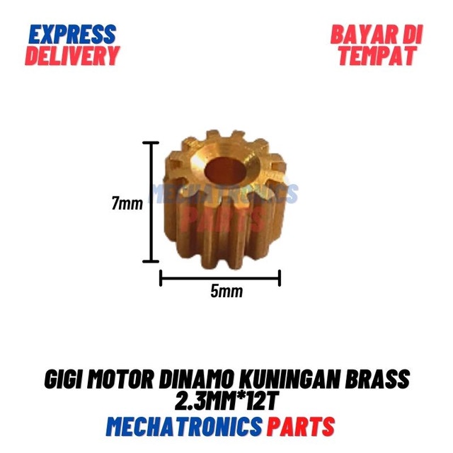 [5616] GIGI MOTOR DINAMO KUNINGAN BRASS GEAR PINION 2.3 5MM 130 380 550 - 2.3MM*12T