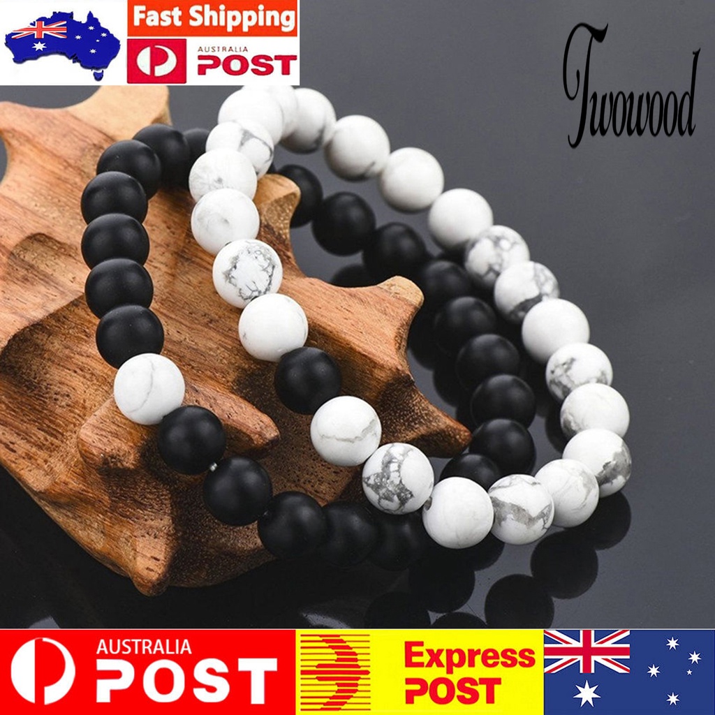 2pcs Gelang Ukuran 8mm Jarak Jauh Desain Forever Untuk Pasangan