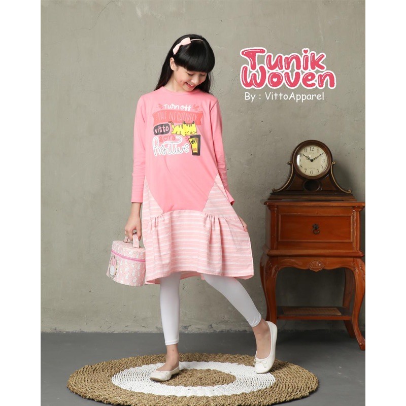 Dress Anak Tunik Woven Vitto