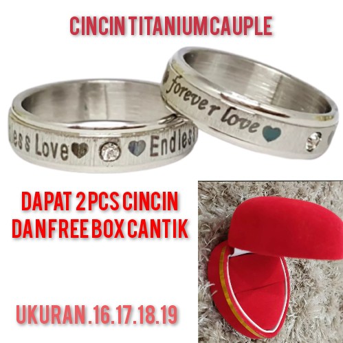 Cincin i love you Udah Dapat 2 Pcs + Box Cincin pasir  mewah dan berkelas Berlapis Stainless Steel