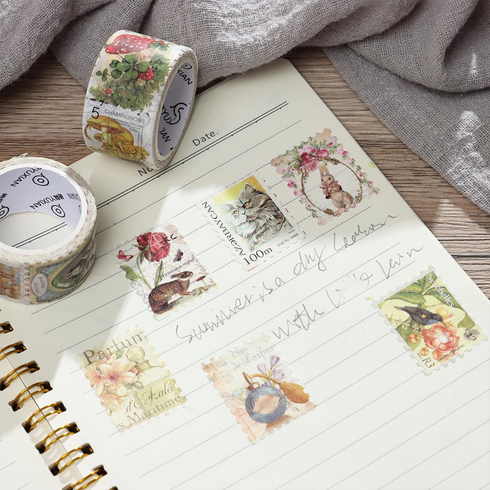 Stiker Washi Nanas Retro Diary Planner Jurnal Vintage Stamp Tape