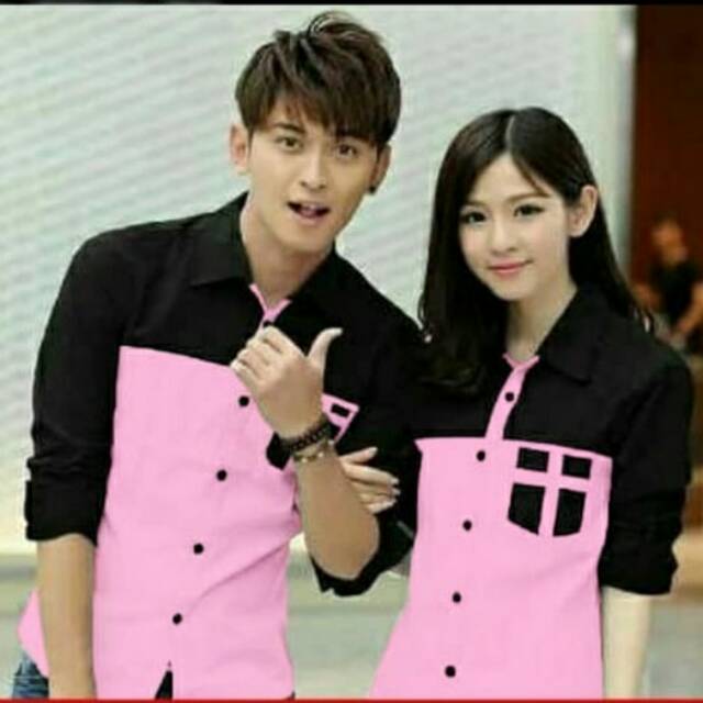 kemeja couple avery pink lengan panjang - baju pasangan sip kemeja simple casual