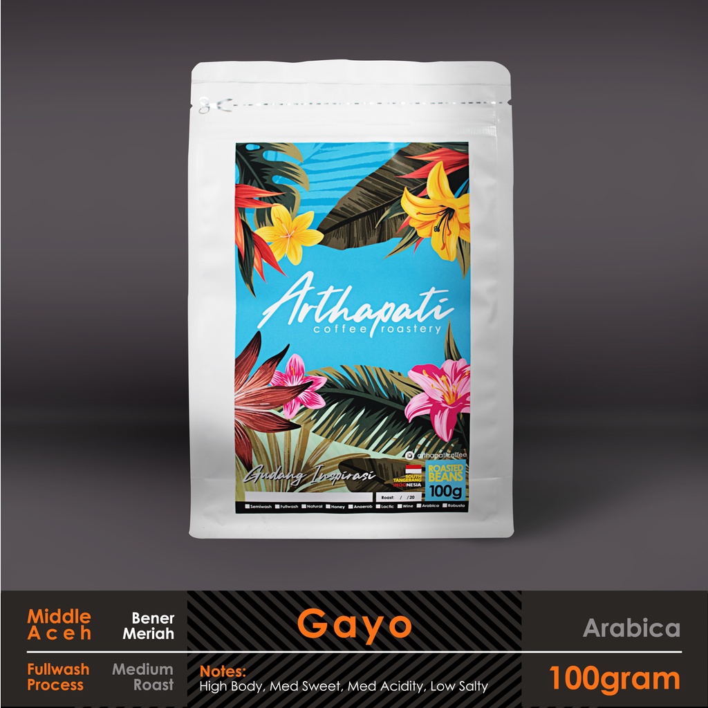 

Biji Kopi Gayo Arabica Full Washed Arthapati Roasted Beans Coffee 100 gram