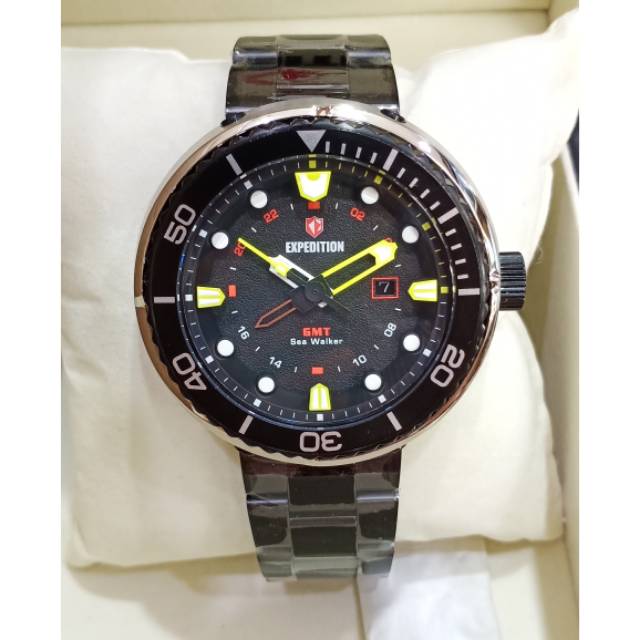 BEST SELLER JAM TANGAN PRIA ORIGINAL EXPEDITION  E6727M ,RANTAI BLACK ,BODY SILVER
