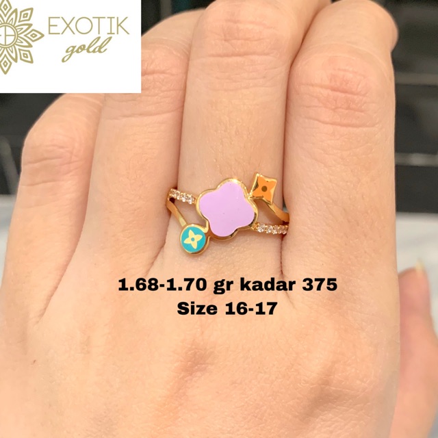 Cincin emas LV cat kadar 375 berat 1.70 gram