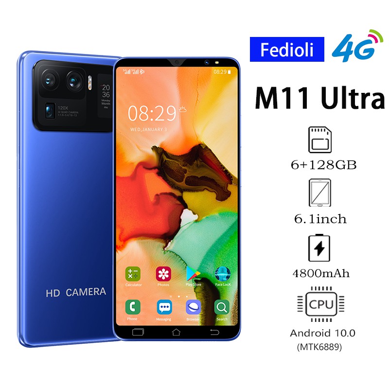 HP Murah Xiomi  M11pro Ultra smartphone RAM 6GB +128GB Baru Handphone Android 10.0 6.1inch screen Ponsel