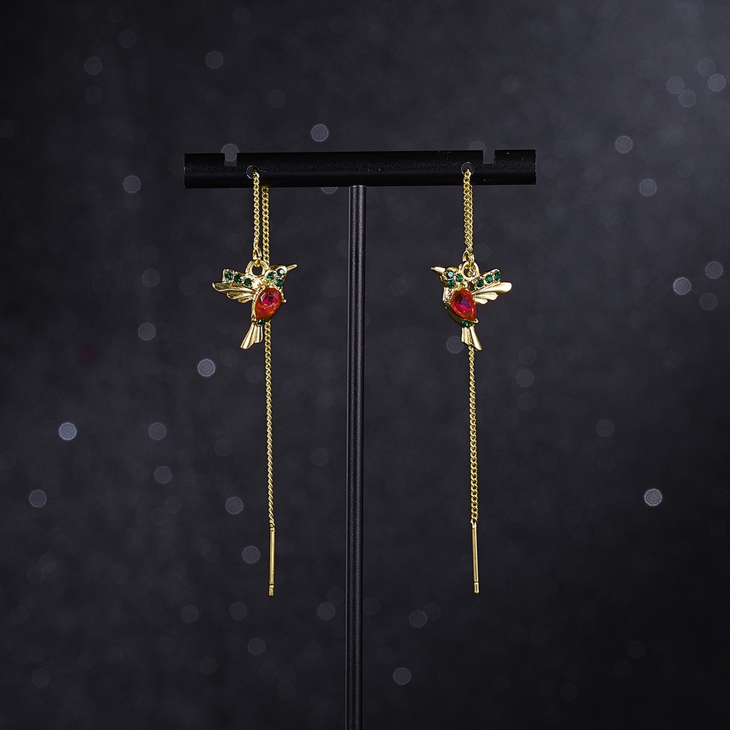 Anting Stud Desain Hewan Burung Hummingbird Untuk Aksesoris Perhiasan