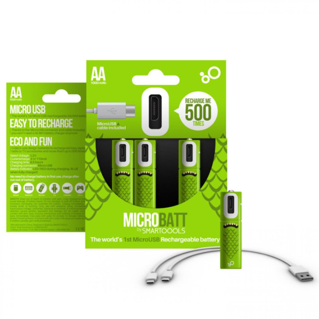 Microbatt Baterai Cas Micro USB 2PCS Batre Isi Ulang Gadged Smartphone Mengurangi Pencemaran