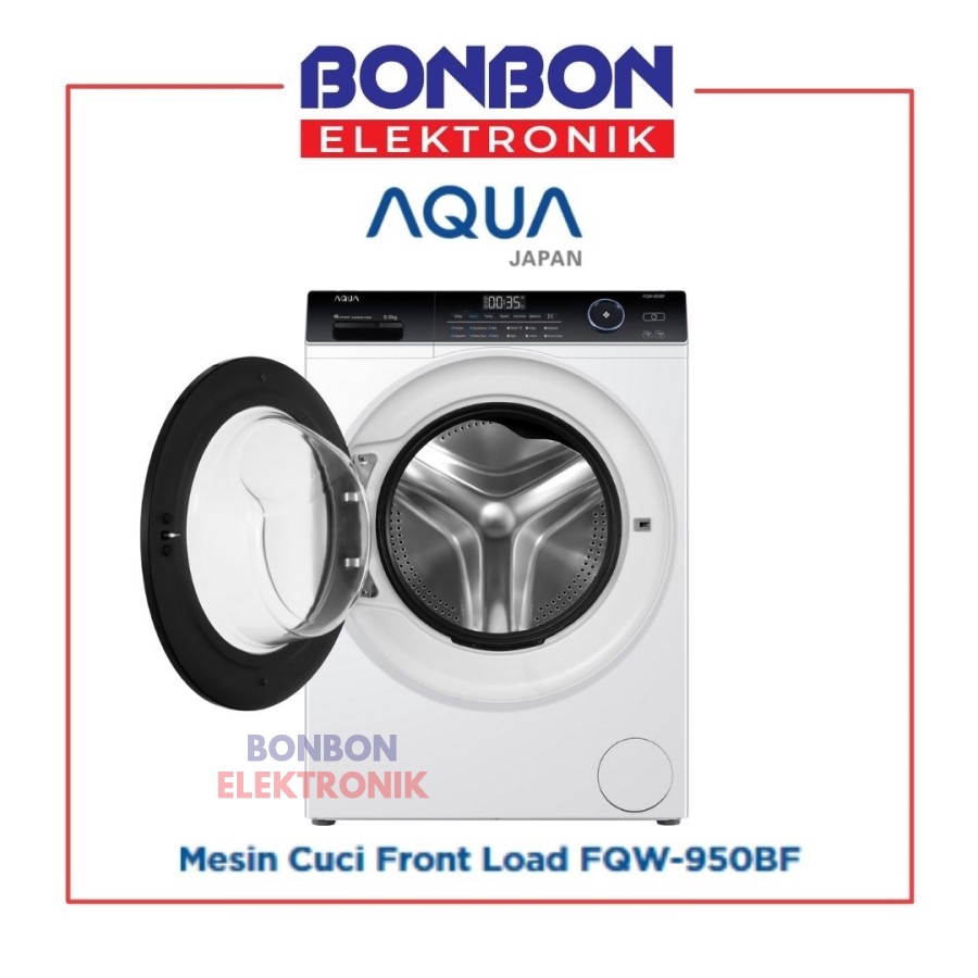 AQUA Mesin Cuci Front Loading 9KG FQW-950BF / FQW 950 BF INVERTER 9 KG