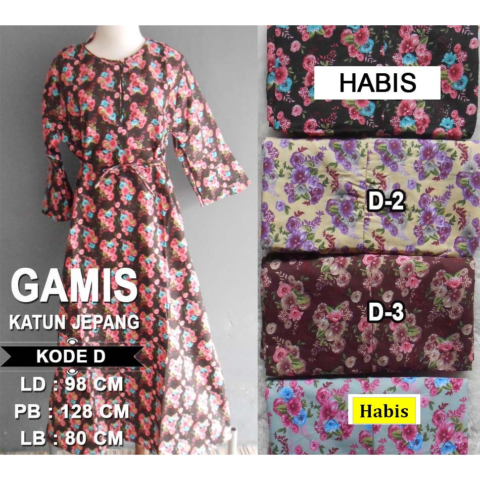 Gamis Katun Jepang Motif Bunga