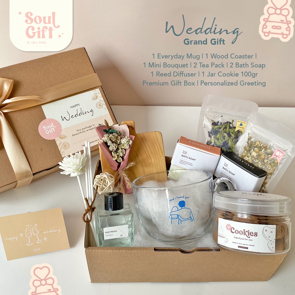 Wedding Gift Set Package | Gift Set Hampers Aesthetic | Hampers Kado Pernikahan | Paket Hadiah Pasangan Wedding | Paket Wedding Seserahan | Hampers Scented Candle | Reed Diffuser Premium | NEW Gift Package - Soul Gift by Suka Home |