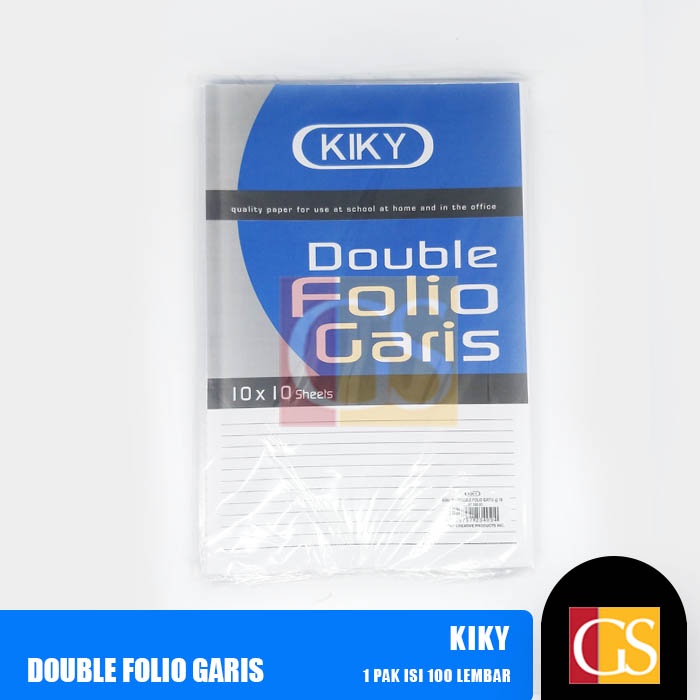 

Kertas Double Folio / Dobel Folio Garis Kiky Per 10 Lembar / 1 Plastik