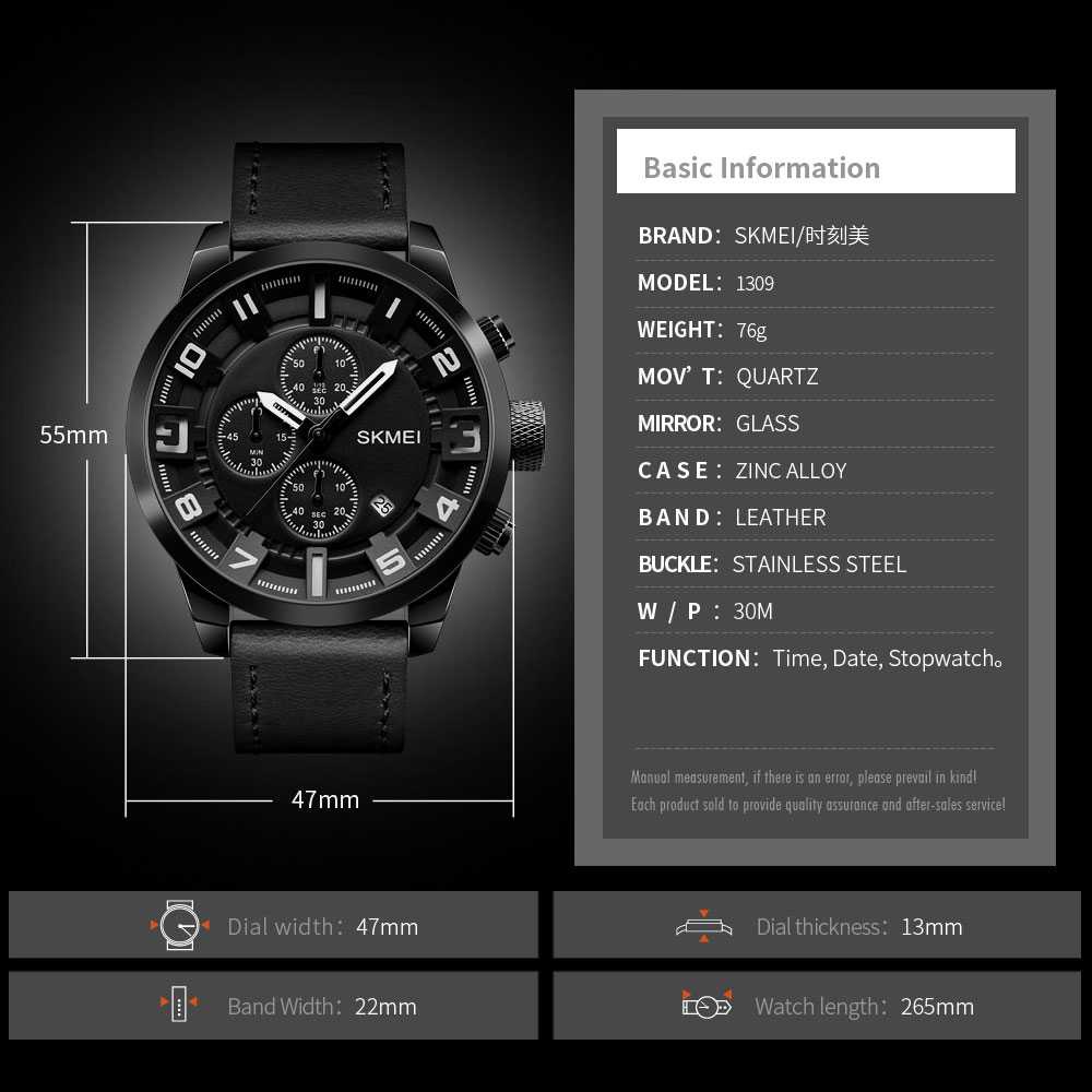 IDN - SKMEI jam Tangan Analog Chrono Pria - 1309