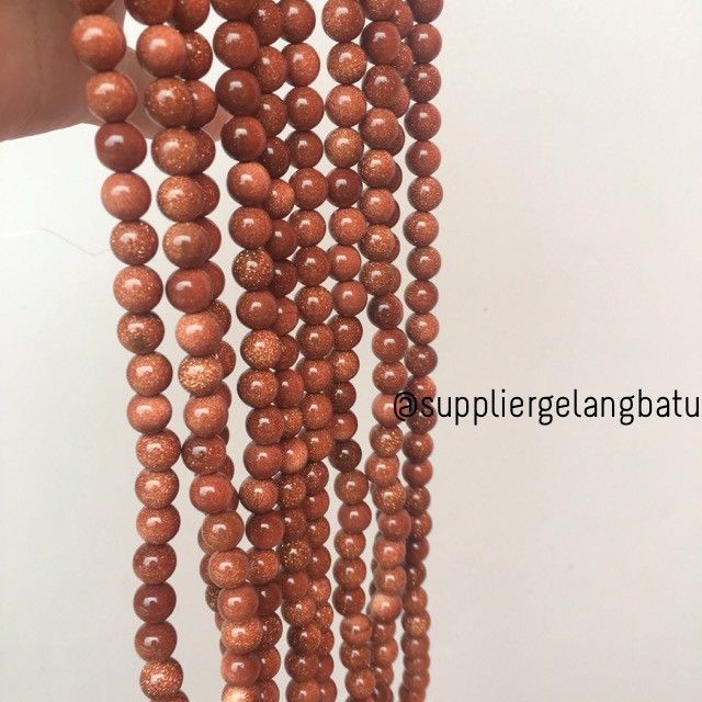 material gold sand stone batu pasir emas aksesoris manik 8mm