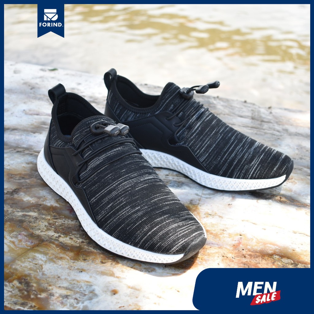 Stride Black | Sepatu Sneakers Lari Knit Knitted Premium Rajut Original Ori Footwear | FORIND Volve