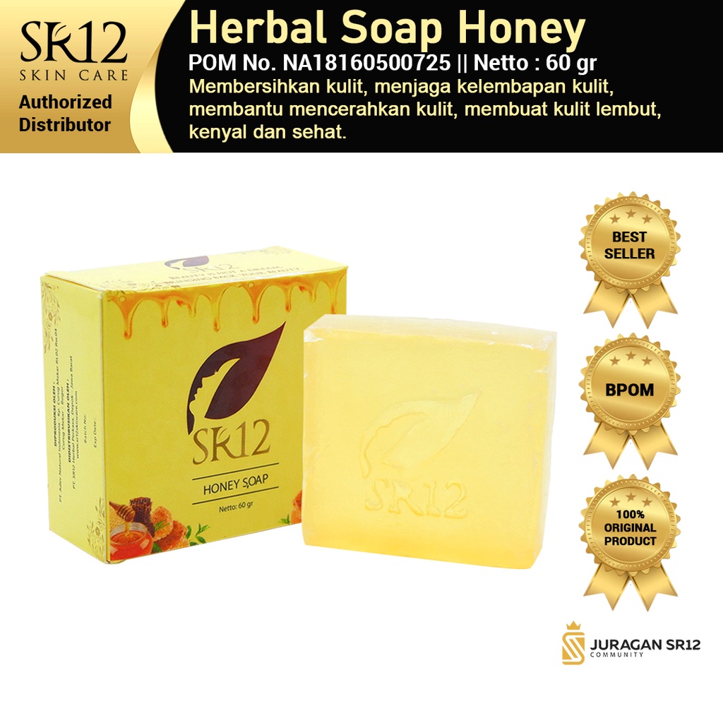 SABUN MADU HERBAL SR12 BPOM / HONEY SOAP SR12 BPOM / SABUN KULIT KERING SENSITIF