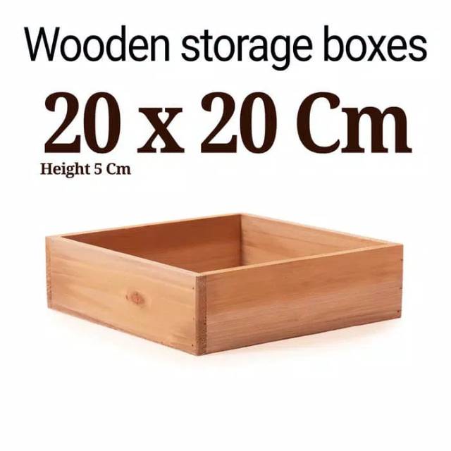 Storage Wooden box 20x20x5 Cm Kotak kayu tempat penyimpanan seserahan